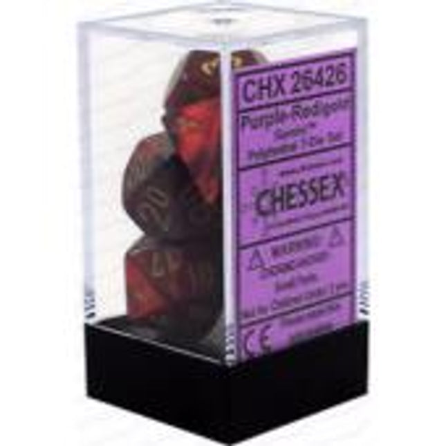 Polyhedral Dice - 7D Gemini Purple Red /Gold Set