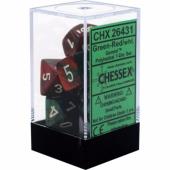 Polyhedral Dice - 7D Gemini Green Red /White Set