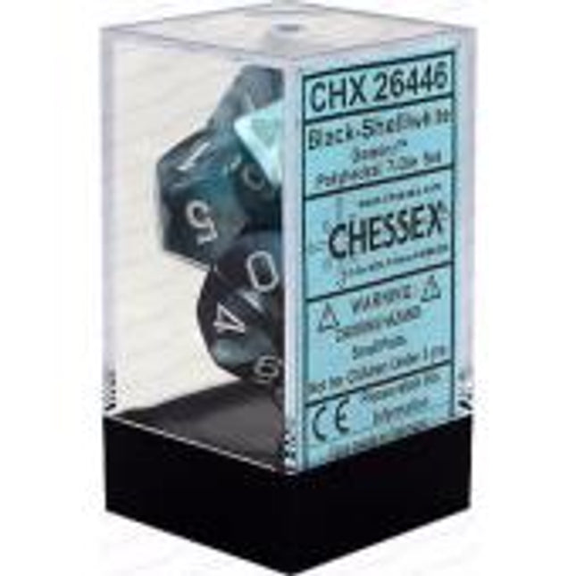Polyhedral Dice - 7D Gemini Black-Shell/ White Set
