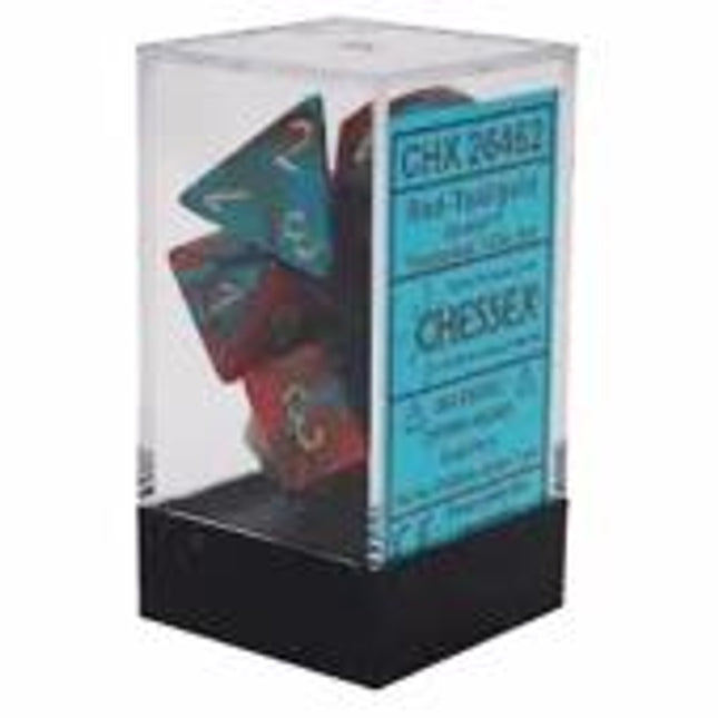 Polyhedral Dice - 7D Gemini Red Teal/Gold Set