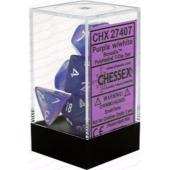 Polyhedral Dice - 7D Borealis Purple /White Set