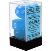 Polyhedral Dice - 7D Frosted Caribbean Blue /White