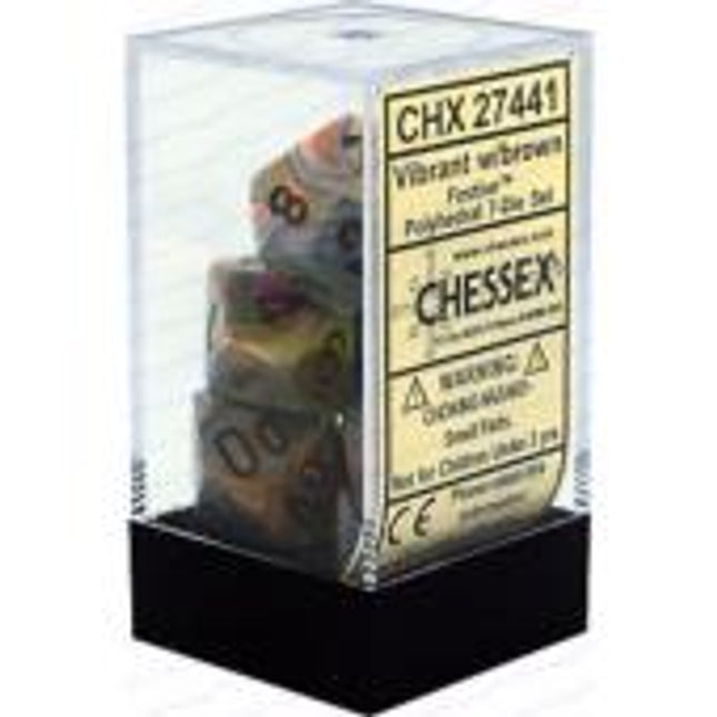 Polyhedral Dice - 7D Vibrant Brown Set
