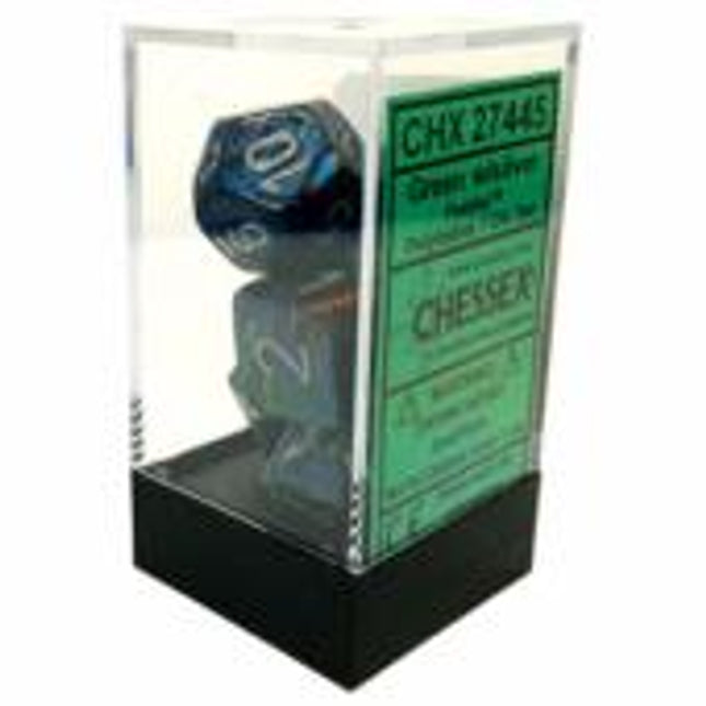 Polyhedral Dice - 7D Festive Green /Silver Set