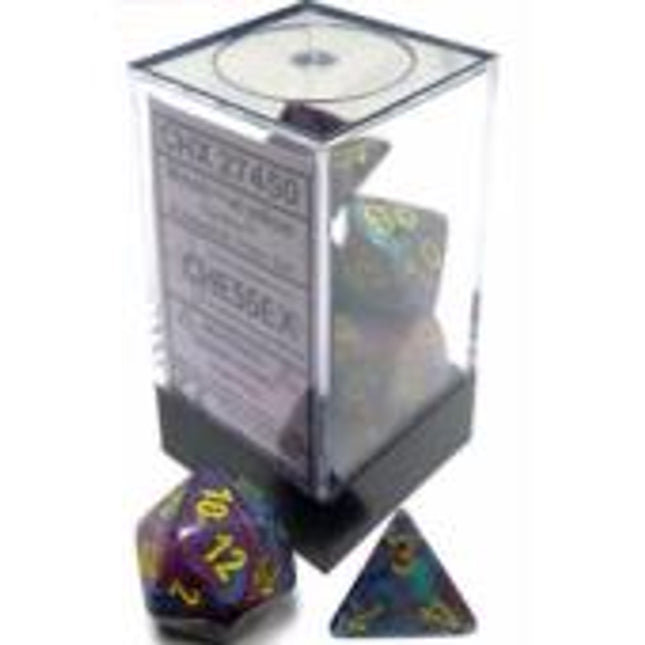 Polyhedral Dice - 7D Festive Mosaic / Yellow Set