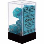 Polyhedral Dice - 7D Cirrus Aqua /Silver Set