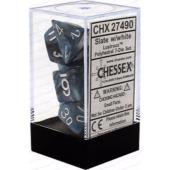 Polyhedral Dice - 7D Lustrous Slate /White Set