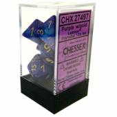 Polyhedral Dice - 7D Lustrous Purple /Gold Set