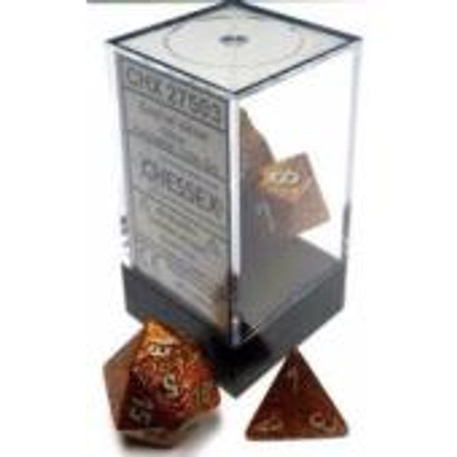 Polyhedral Dice - 7D Glitter Gold / Silver Set