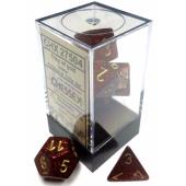 Polyhedral Dice - 7D Glitter Ruby / Gold Set