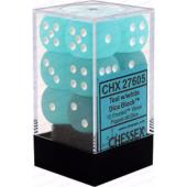Dot Dice - 16mm - 12D6 Frosted 16mm d6 Teal/white Di