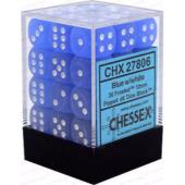Dot Dice - 12mm - 36D6 Frosted Blue with White