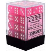 Dot Dice - 12mm - 36D6 Frosted 12mm d6 Pink/white Di