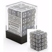 Dot Dice - 12mm - 36D6 Frosted 12mm Smoke/white Dice