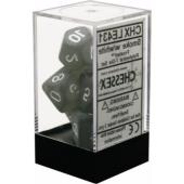 Polyhedral Dice - 7D Frosted Smoke /White